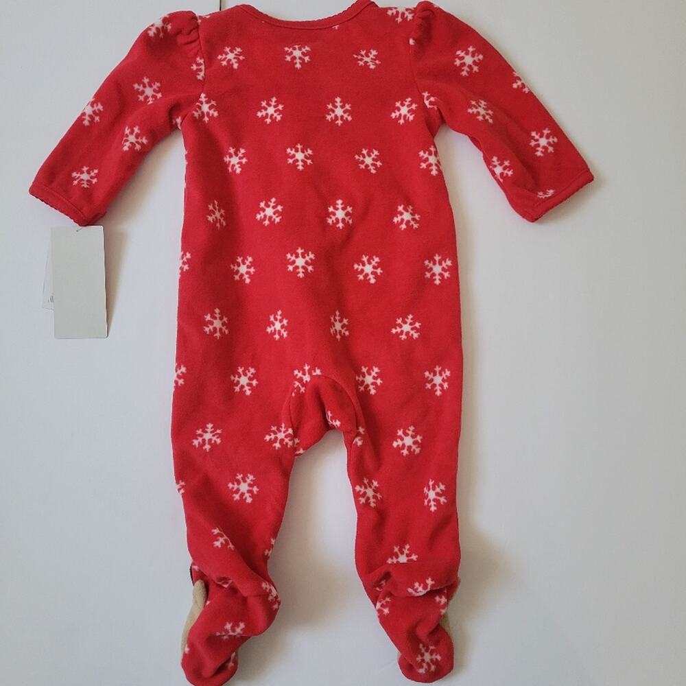 Carter's Just One You Baby Girl Christmas Reindeer Snowflake Fleece Footie Sz 3M - Picture 7 of 7